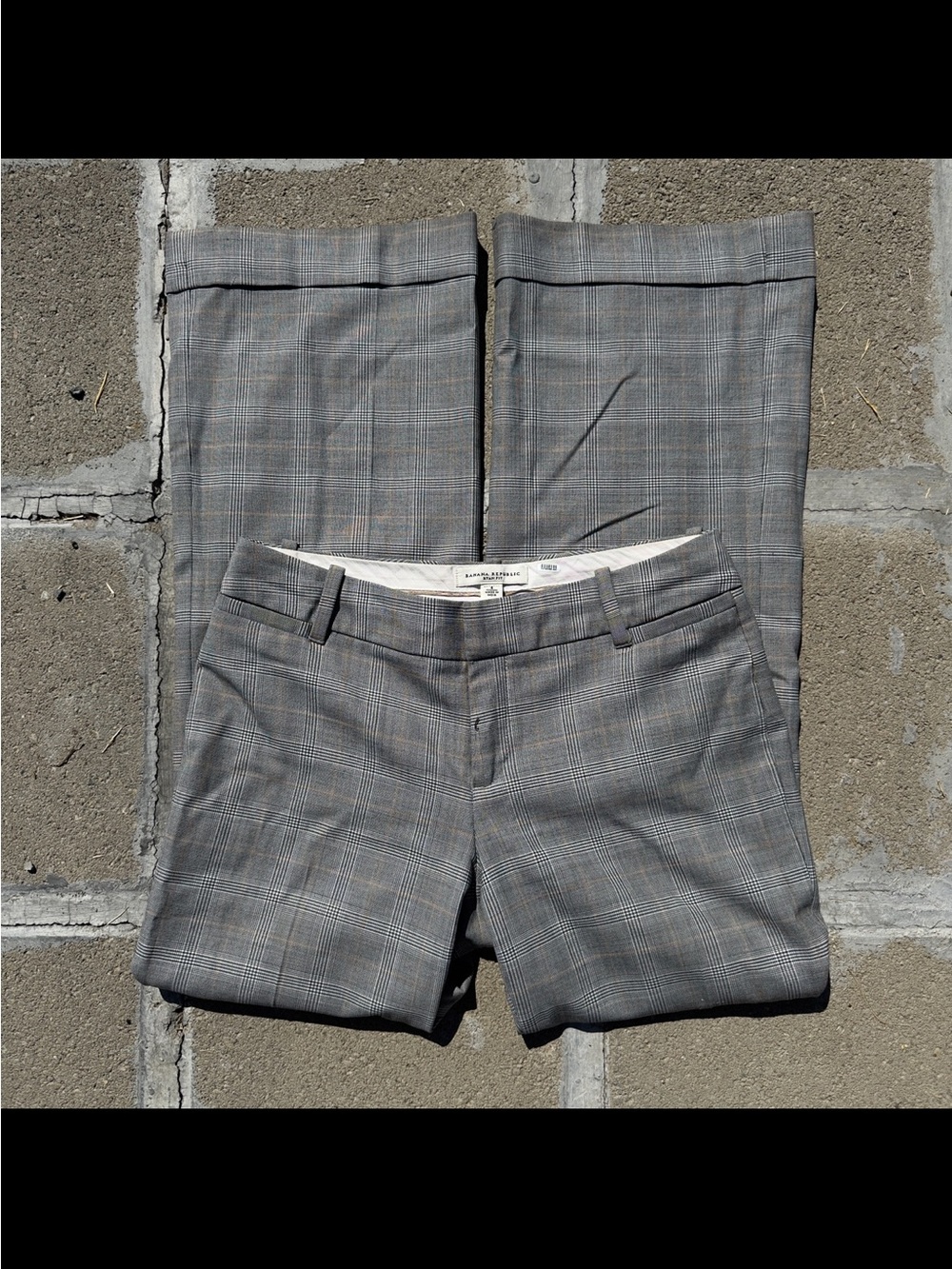 Banana Republic Plaid Grey Flare Trousers
